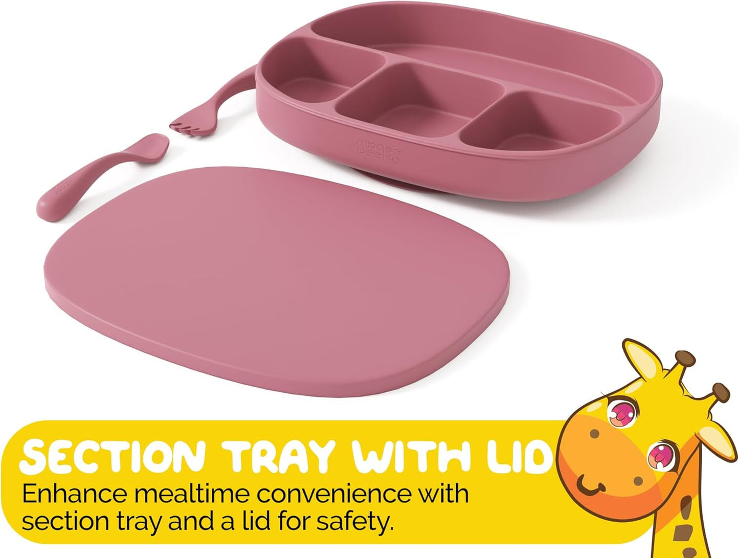Toddler Necessities Baby Feeding Essentials Set for Baby in Green Color with Baby plates with Suction and Silicone Utensil Set - (3 Pieces)