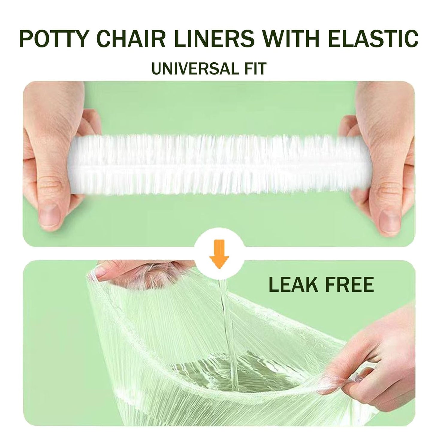 OULIGET Potty Chair Liners with Elastic, Portable Potty Training Bags, Potty Refill Liners Disposable for Toddlers Kids and Baby,Toilet Seat Cover,17x8Inches,Black,200pieces