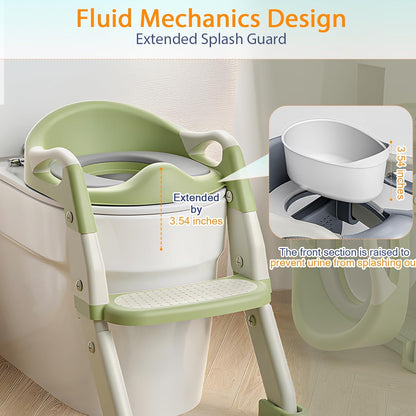 Potty Training Seat with Step Stool Ladder, 3-in-1 Toddler Toilet Seat and Potty Chair with Splash Guard, Anti-Slip Pad Adjustable, Potty Training Toilet for Kids Boys Girls Toddlers Green