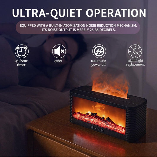 Flame Effect Essential Oil Diffuser, Ultrasonic Aromatherapy Humidifier with 9 Color LED Lights & Timer, Fireplace-Style Cool Mist Air Diffuser for Home Bedroom Office Yoga