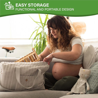 GiftAmaz Bamboo Baby Bottle Drying Rack, Space Saving Countertop Bottle Holder Portable Dryer Rack Organizer for Baby Bottles, Cups, Pacifiers and Accessories, Birthday Box for Women Mother Mom