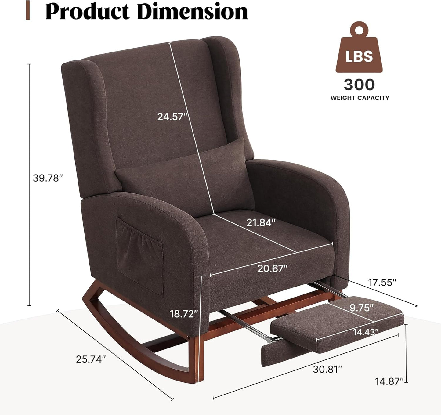 HCHAIRH Rocking Chair Nursery, Nursery Rocking Chairs with Foot Rest, Comfy Fabric Glider Rocker Nursing Chair with High Back for Nursing, Living Room, Bedroom, Beige