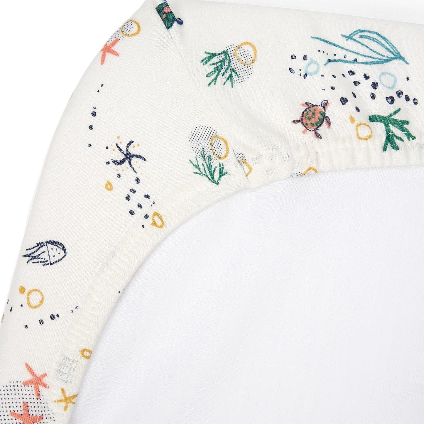 Tutti Bambini Premium Bassinet Sheets (2 Pack) - Soft & Breathable Bamboo Jersey, Double-Strength Bedside Sleeper Sheets, Fits Mattresses from 20.8 x 31.5 in to 23.6 x 35.4 in (Our Planet)