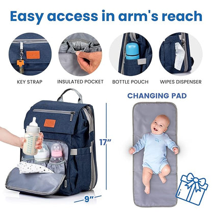 PILLANI Baby Diaper Bag Backpack - Baby Bags for Girls & Boys, Large Waterproof Diaper Backpack - Baby Shower Gifts & Registry Must Haves - Travel Diaper Bags with Changing Pad - Stuff for Newborn