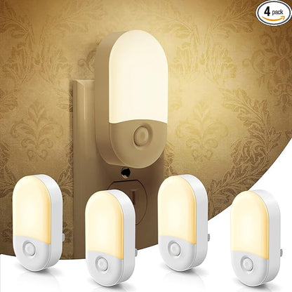 L LOHAS LED Night Lights Plug into Wall, [4 Pack] LED Night Light with Light Sensors, 30/60LM Nightlights for Kids Room, Soft White 3000K, 0.6W Automatic Plug in Wall Light for Bedroom, Hallway