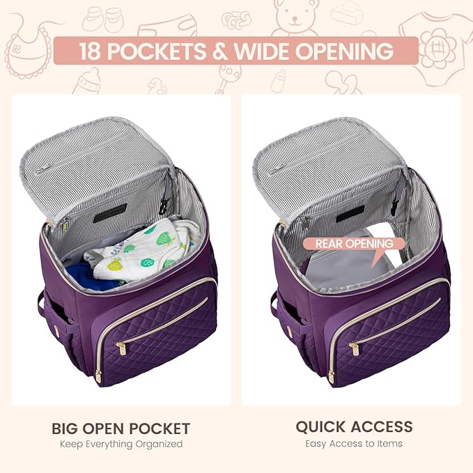 LOVEVOOK Diaper Bag Backpack Large Capacity Baby Bag with Portable Changing Pad, Multifunction Baby Travel Backpack