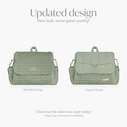 Hannah & Sophia Belle Convertible Baby Diaper Backpack & Bag in Sage Green, Large Size, Dual Sided Water Resistant Changing Mat Included, Detachable Shoulder Straps, Easy To Use