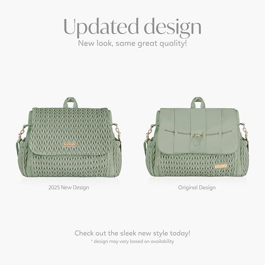 Hannah & Sophia Belle Convertible Baby Diaper Backpack & Bag in Sage Green, Large Size, Dual Sided Water Resistant Changing Mat Included, Detachable Shoulder Straps, Easy To Use