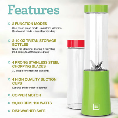 Euro Cuisine MM1R Personal Blender - Compact & Portable Smoothie Blender, Mini Blender Cup for Smoothies, Shakes, Baby Food,Single Serve Blender - Red