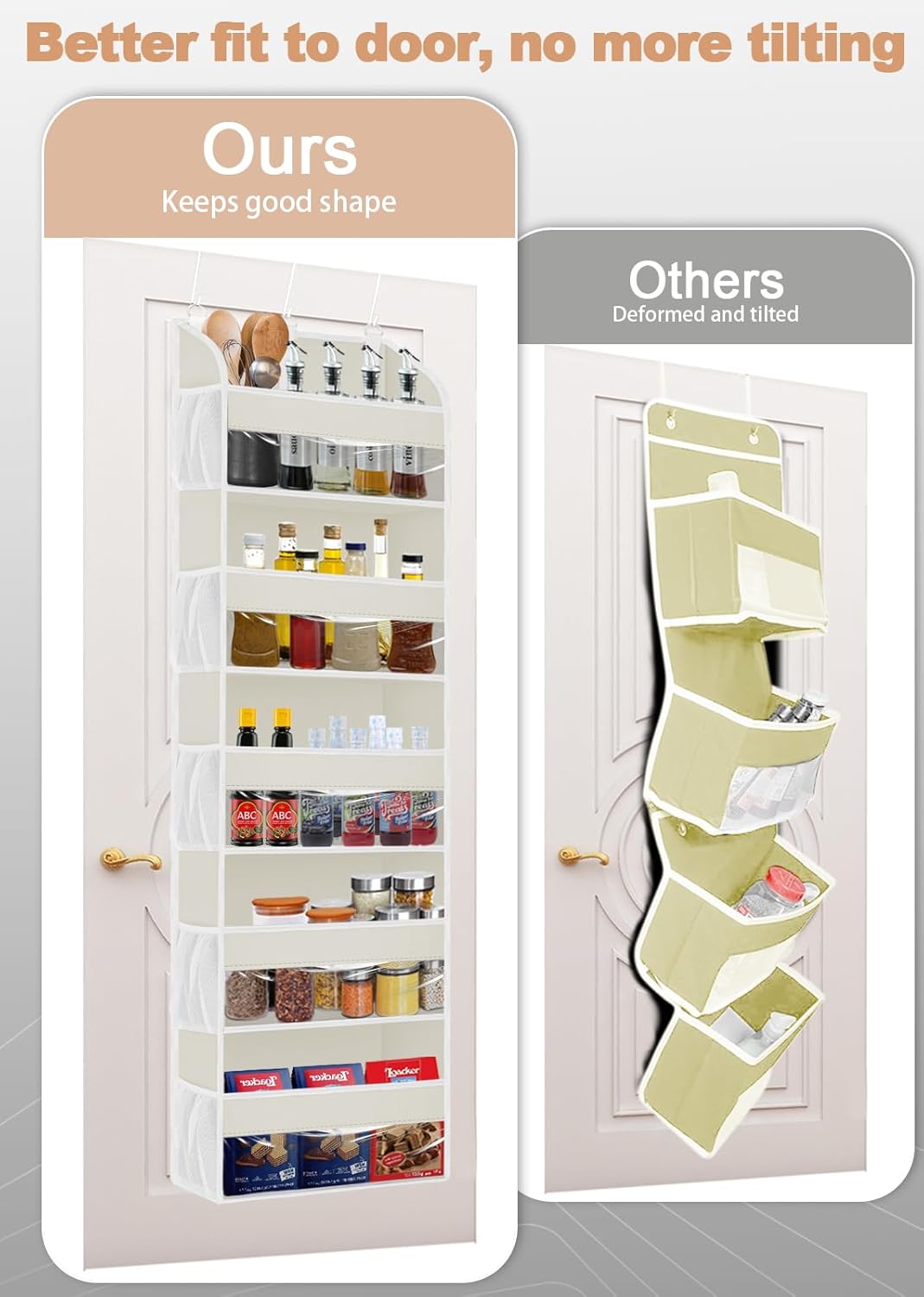 TAHAVICE 1 Pack Over The Door Organizer Storage, Hanging Organizer Closet with 5 Large Pockets 10 Mesh Pockets, 44 lbs Weight Capacity, Behind Door Storage for Nursery Bedroom Bathroom (Dark Grey)