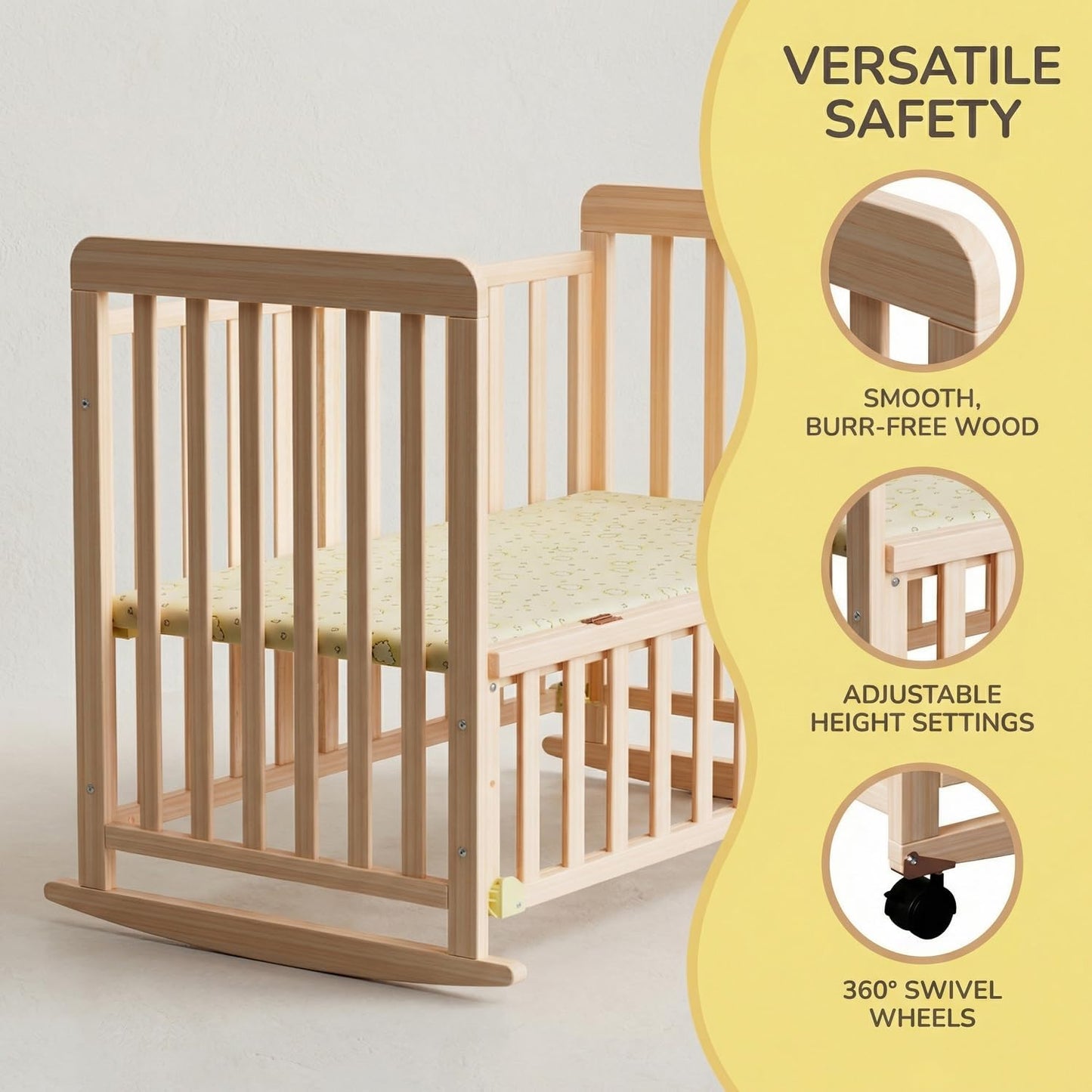 Baby Bassinets Bedside Sleeper, 3 in 1 Baby Bassinet, Adjustable Easy Folding Portable Bed, with Mosquito Nets, Large Storage Bag, Comfortable Mattresses, for Infant/Baby/Newborn (Gray)