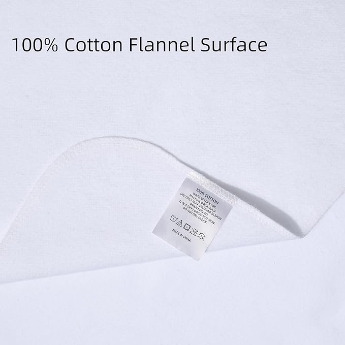 Waterproof Crib Pad, 34" x 54", Reusable Incontinence Flannel Crib Protector for Baby, Toddler, Elders and Pets - White