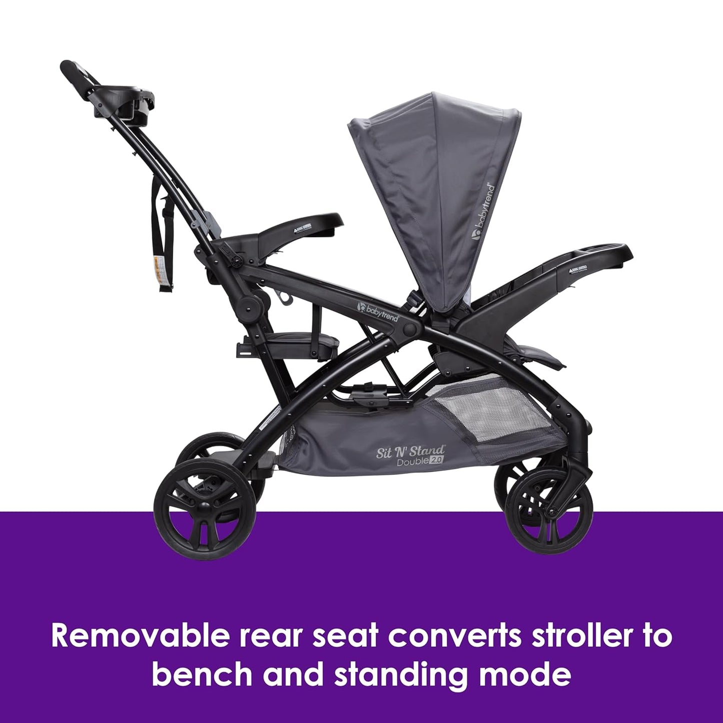Baby Trend Sit N' Stand® Double 2.0 Stroller, Dash Black