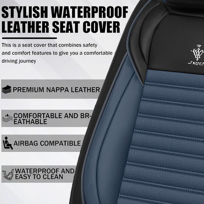 Seat Covers Fit for Mini Convertible 2009-2025 Premium Leather Car Seat Covers, Waterproof Non-Slip and Airbag Compatible, Fashion Car Seat Protector (Black Red,Front Set with Pillow)