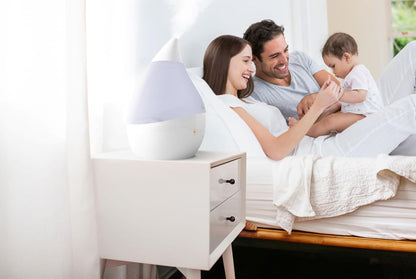 Crane 4-in-1 Drop 2.0 Ultrasonic Cool Mist Humidifier with Sound Machine, Night Light, Aroma Tray, 1 Gallon Top Fill, Blue & White