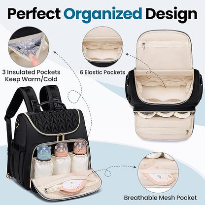Tealari 4 in 1 Convertible Diaper Bag Backpack,Waterproof Baby Diaper Bag with Changing Pad,Converts into Baby Tote Bag,Diaper Backpack,Stroller Bag and Crossbody Diaper Bag