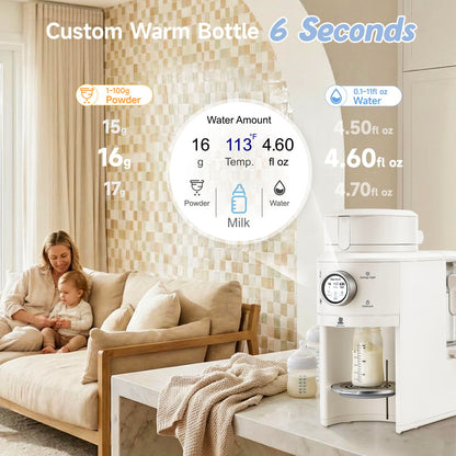 Snow Bear Baby Formula Maker–One Touch Warm Formula Dispenser, Precise Powder Water Ratio & Memory Setting,Sealed Powder Container,Auto Lifting Platform for No Mess fit Most Bottle–Shake Milk by Hand