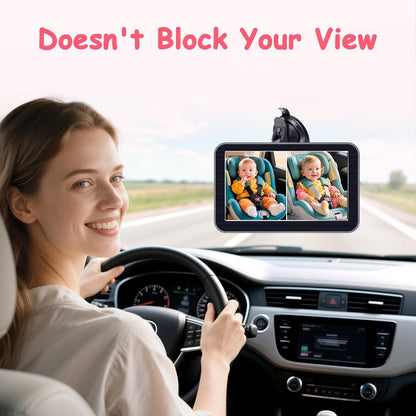 HD-1080P 2-Kids Baby Car Camera: Auto Night Vision Dual Backseat Cameras with 7” Split-Screen Recording Monitor - 360° Rotation, Easy Installion Without Tools for Twins & Siblings
