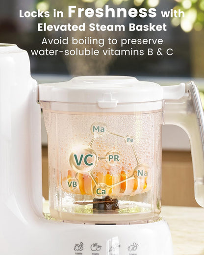 Grownsy Baby Food Maker with Steam Basket, One Step Baby Food Processor Steamer Puree Blender Grinder Mills Machine, Auto Cooking Grinding and Sterili-zing for Healthy Homemade Baby Food, Blue
