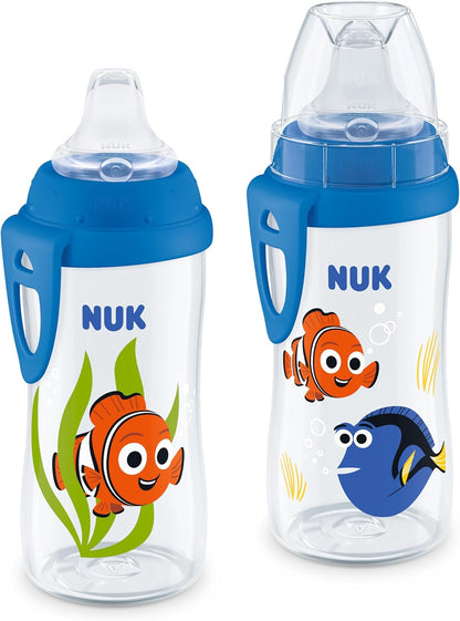 NUK Active Sippy Cup, 10 oz, 2 Pack, Disney's Cars, Lightning McQueen, BPA-Free, Spill-Proof, Transition Cup