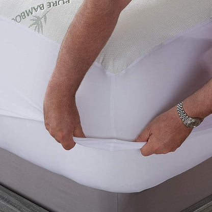 King Mattress Protector by PURE BAMBOO, Waterproof - Viscose Derived from Bamboo, Breathable, Noiseless Mattress Cover Protects Against Moisture, Spills, Stains (King)