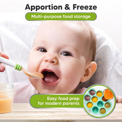KeaBabies Silicone Food Freezer Trays with Lid, 2oz x 10 Pods Baby Food Storage Containers, Easy Puree Meal Prep, Breast Milk Silicone Freezer Molds, Dishwasher, Microwave Safe, BPA-Free (Chai Latte)