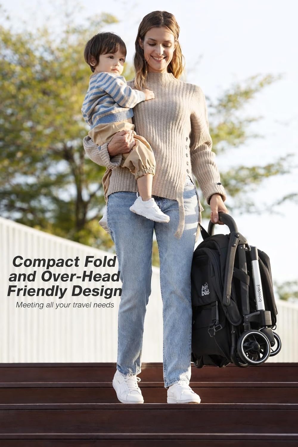 HiBud Baby Stroller, Lightweight Compact Stroller with One-Hand Auto Folding, 5-Point Harness, Adjustable Footrest, Multi-Position Recline, Carry Strap, Supports up to 40 lbs (Grey)
