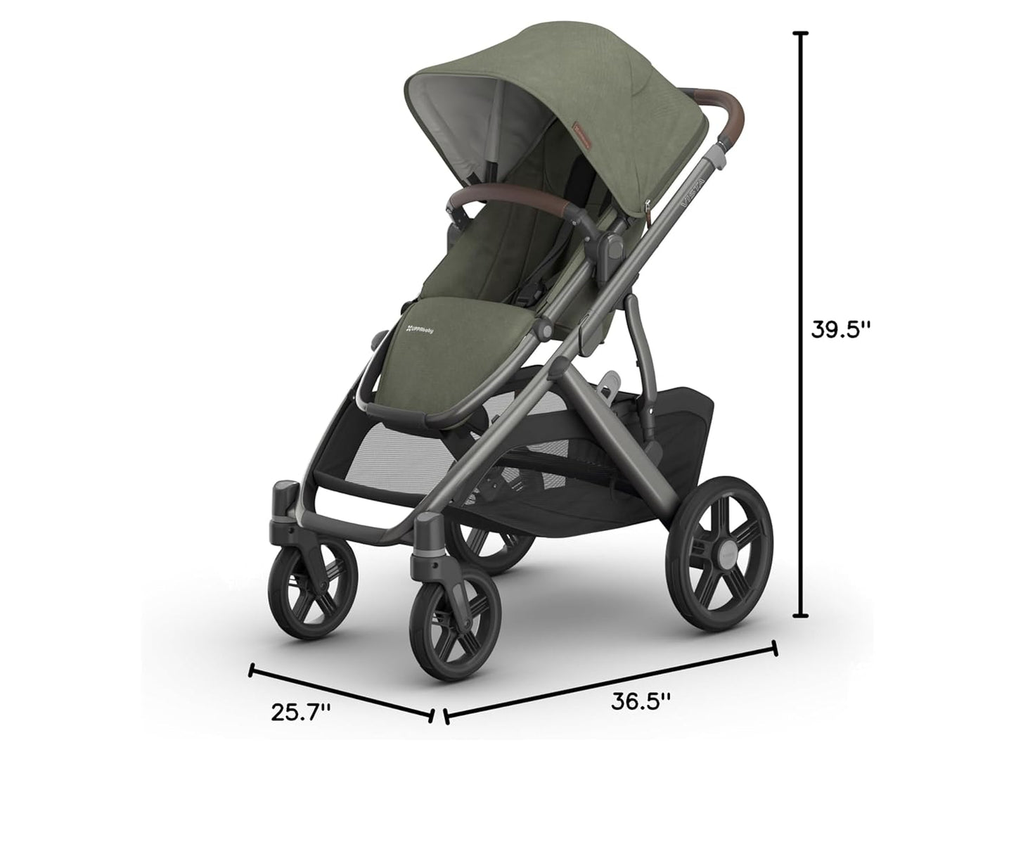 UPPAbaby Vista V3 Convertible Single-to-Double Stroller for Baby & Toddler, 30+ Configurations, Car Seat Compatible, All-Wheel Suspension, XL Basket – Owen (Mocha Mélange/Carbon Frame)