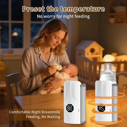 Portable Bottle Warmer for Travel, Fast Heating,Long Battery Life & Large Capacity for Baby Outdoor Travel and Various Bottled Heating