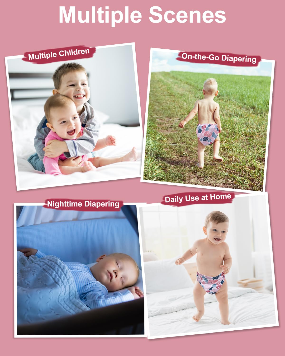 babygoal Cloth Diaper Covers 6 Pack with Wet Bag for Fitted Diapers and Prefolds with Double Gussets, Adjustable and Reusable for Baby Boys and Girls