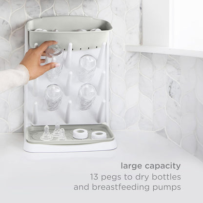Ubbi Vertical Baby Bottle Drying Rack, Space Saving Countertop Drying Rack Baby Organizer, Oat