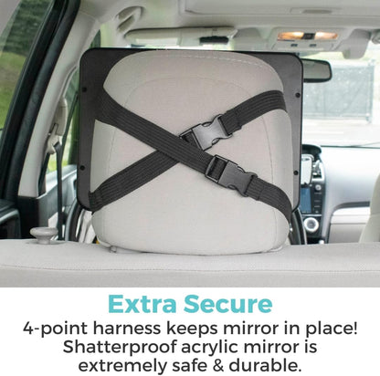Toddleroo by North States - Deluxe LED Baby Car Mirror with Light: Rear Facing Car Seat Mirror for Baby - Wide View & Shatterproof - Black