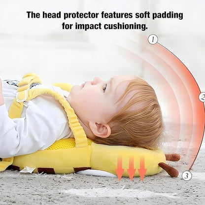 PandaEar Baby Head Protection Backpack, Toddler Walking Head Protector, Adjustable Head Protector Pad Safety Cushion (Yellow)