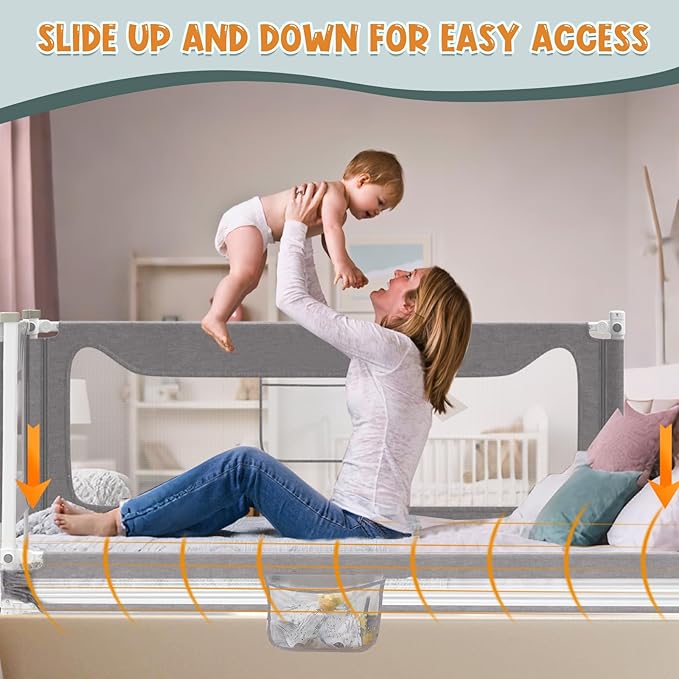 G TALECO GEAR Bed Rail for Toddlers, Stable Protective Bed Side Rails, Baby Bedrail Guard for Twin Full Queen & King Size Bed (74.8 Inch, 1 Piece) ((3 Sides for Full Size) 74.8x74.8x54 Inch)