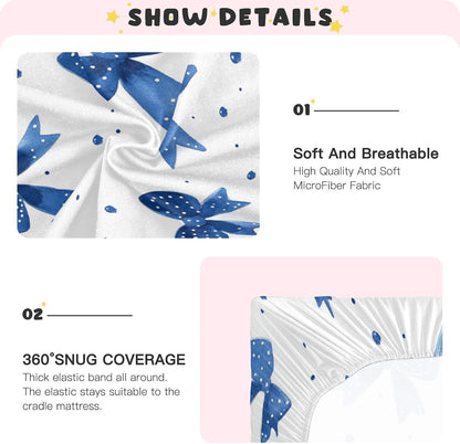Fitted Crib Sheets Cactus and Floral Stretchy Portable Playard Sheets for Baby Toddler, Breathable Soft Mini Crib Mattress 52 x 28 in for Boys and Girls