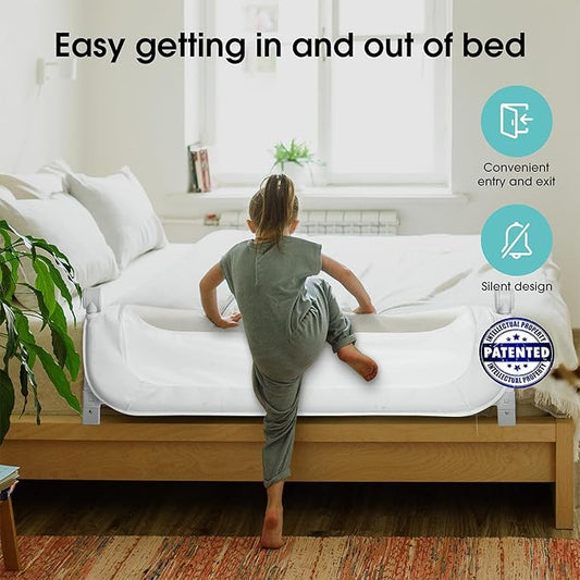 NUTIKAS Baby Bed Rail Guard for Toddlers -47" Toddler Bed Rails for Twin, Full, Queen, King Bunk Size Bed Swing Down Bedrail Extral Tall Child Safety Side Railing Guards for Kids