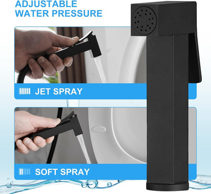 BWE Handheld Toilet Bidet Sprayer with Adjustable Water Pressure for Toilet Hot and Cold Bidet Spray Set Brass Toilets Bidets Wall Mount Cleaning Faucet Jet for Feminine Wash, Matte Black