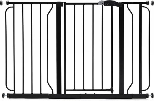 Regalo Safety 29-49" Easy Step Extra Wide Baby Gate for Doorways & Bottom of Stairs, Pressure Mounted Safety Gate with Door for Babies, Toddlers & Pets, Black