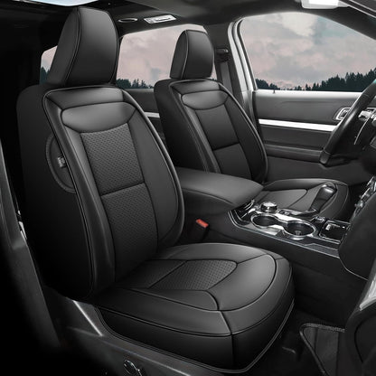 AOMSAZTO Seat Covers for Ford Mustang Coupe 2015 2016 2017 2018 2019 2020 2021 2022 2023 2024 2025 2026, Custom Fit Full Set Faux Leather (New Red)