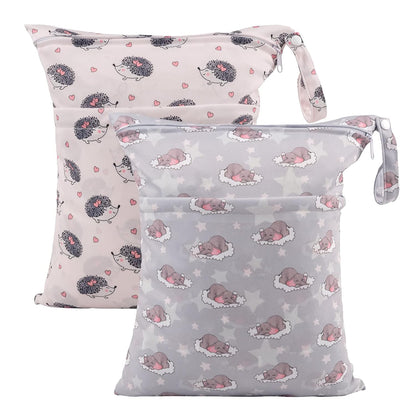 ALVA ALVABABY 3 Cloth Diaper Wet Dry Bags Waterproof Reusable with Two Zippered Pockets Travel Beach Pool Daycare Soiled Baby Items Yoga Gym Bag for Swimsuits or Wet Clothes Small medium Large - Colors B