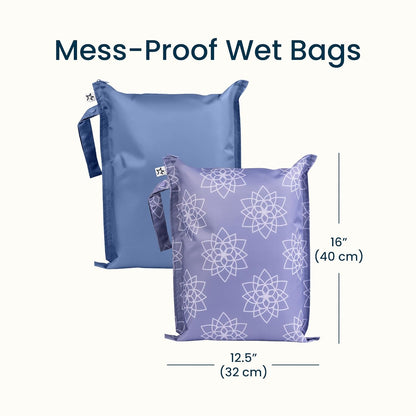 Tiny Twinkle Mess Proof Wet Bags | 2-Pack Reusable Waterproof Wet Bags for Swimsuits | Baby Clothes | Travel & Diaper Bag (Pink, Brown Checkers) - Colors B