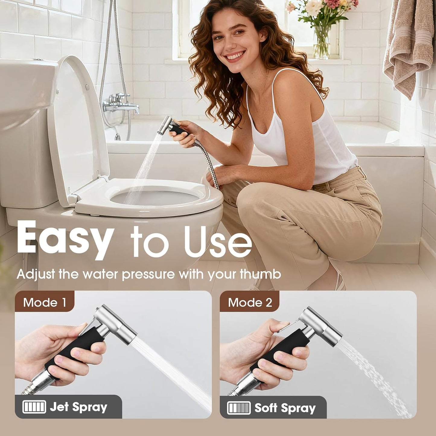 Handheld Bidet Sprayer Head,Stainless Steel Muslim Shower Head for Toilet,Adjustable Pressure Jet Sprayer for Feminine Hygiene and Pet Bath Bathroom Cloth Diaper Cleaning (Multicolor)