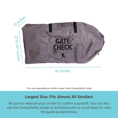 J.L. Childress Gate Check Bag for Single & Some Double Strollers - Travel Bag for Airplane, Fits Most Standard Baby Strollers, Airport Accessories for Gate Check, Flying Essentials - Red