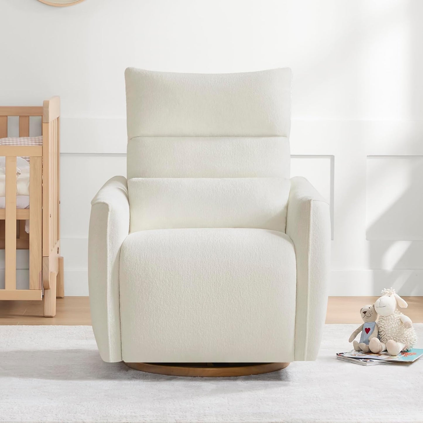 CHITA Swivel Rocker Recliner Chair, Power Nursery Glider Recliner, Nursery Rocking Chair with Adjustable Power Headrest, FSC Certified, Solid Wood Base, Moss Green