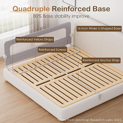Bed Rail for Toddlers, 71 Inch Wider U-Shape Base Toddler Bed Rails, Swing Down Breathable Baby Bed Rail Guard