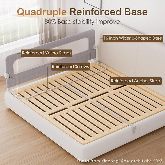 Bed Rail for Toddlers, 71 Inch Wider U-Shape Base Toddler Bed Rails, Swing Down Breathable Baby Bed Rail Guard