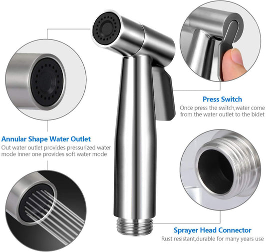 Stainless Steel Handheld Bidet Sprayer for Toilet, Cloth Diapers & Feminine Hygiene