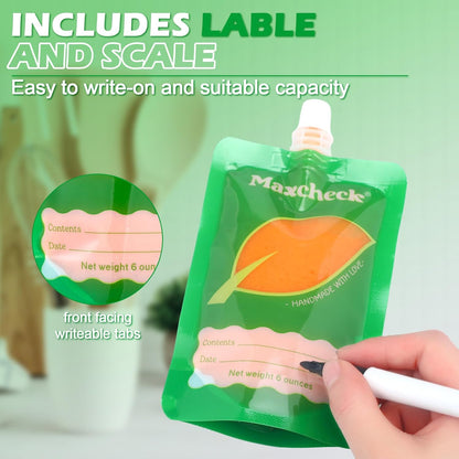 Maxcheck 103 Pcs Refillable Baby Food Pouches Maker Set Include 100 Pcs Portable Fruit Puree Pouch Storage Bags, Baby Food Maker, Pen and Brush for Babies Kids Toddlers