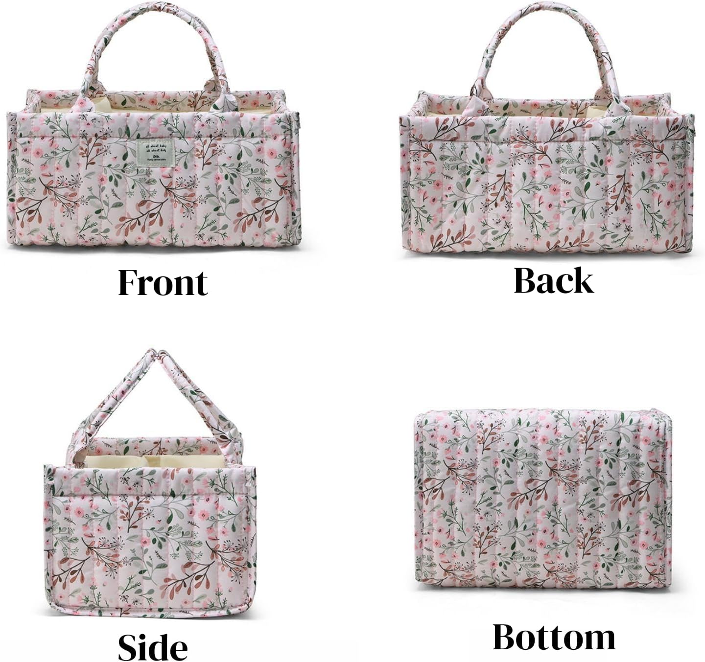 Diaper Caddy Organizer,Cute Floral Nursery Storage Basket,Soft Portable Changing Table Car Caddy Organizer Gift (Floral B)