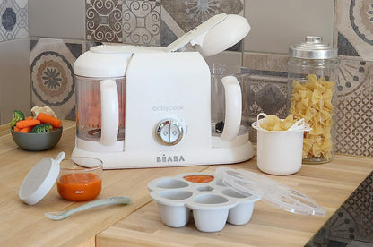 BEABA Babycook Solo Duo Rice Pasta and Grain Insert, Baby Food Maker, Baby Food Processor, Baby Food Blender, Baby Food Steamer, Homemade Baby Food, Make Fresh Healthy Baby Food at Home, White